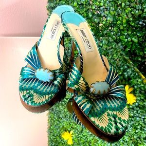 Jimmy Choo “Etan” silk and satin sandals